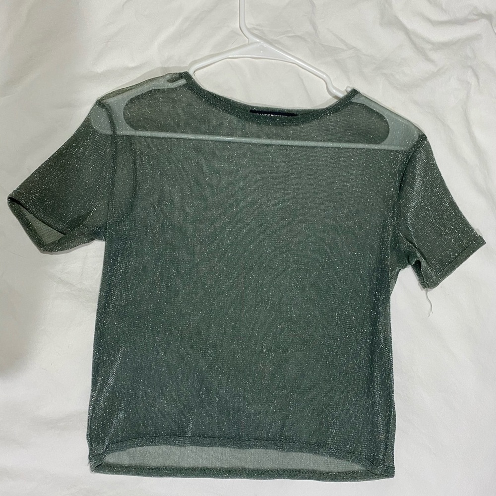 Brandy Melville Green Sheer Crop Top - size small - Picture 2 of 4